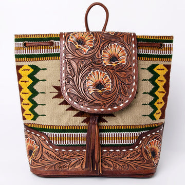 American Darling Backpack Saddle Blanket Hand Tooled Genuine Leather Women Bag Western Handbag Purse